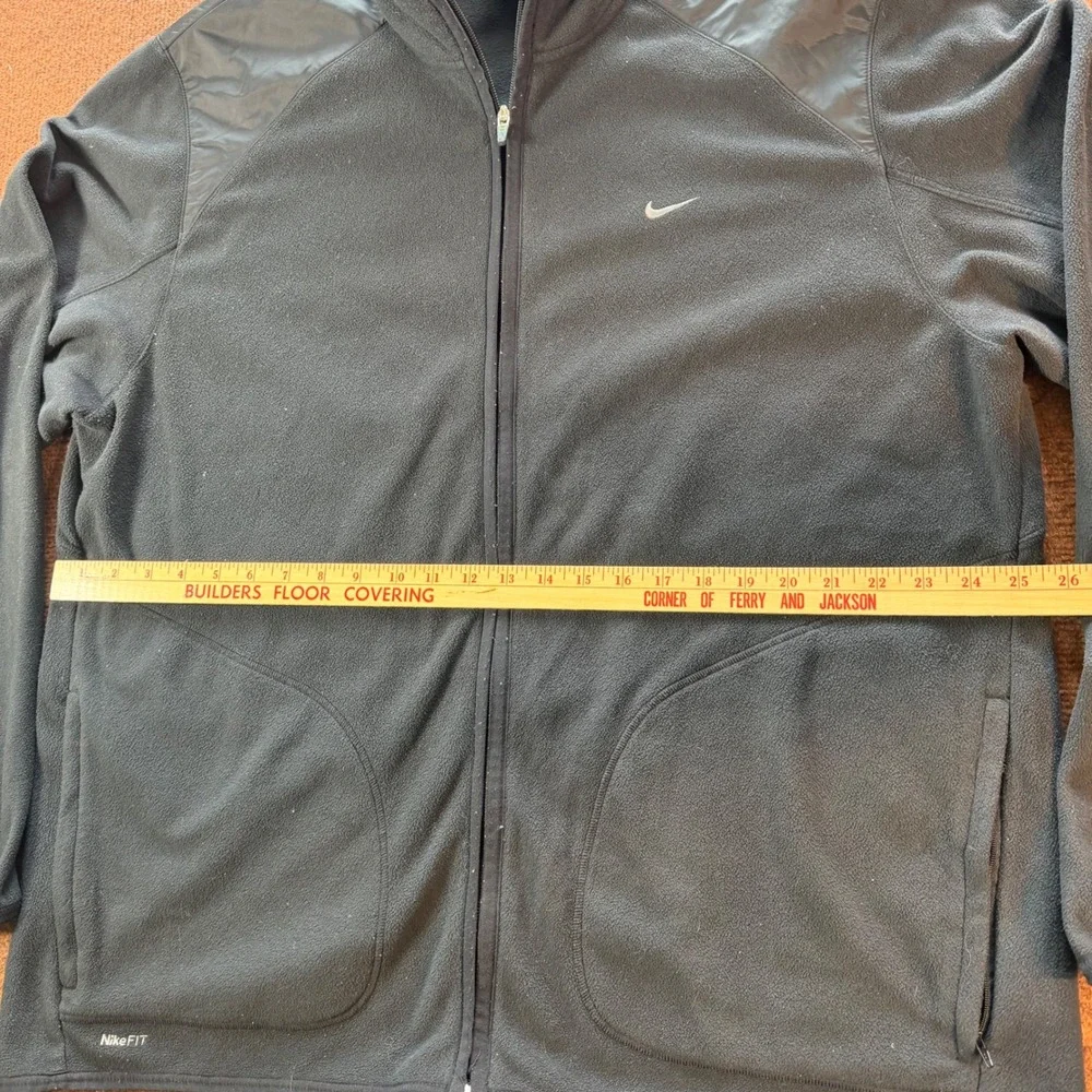Nike FIT Therma Mens XXL Black Fleece Full Zip Jacket Mock Neck Shoulder Overlay